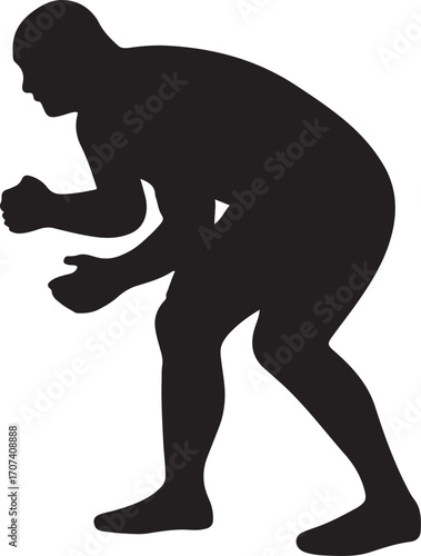 Silhouette of a wrestler in action pose, dynamic sports design, perfect for athletic themes.