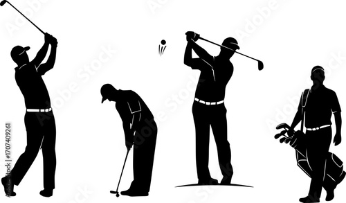 Golf player playing silhouette