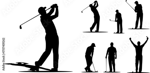 Golf player playing silhouette