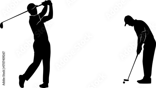 Golf player playing silhouette