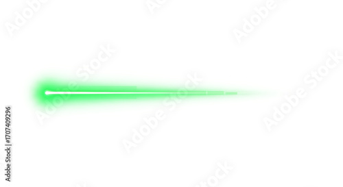 Bright green laser beam light streaks abstract futuristic energy motion effect isolated on transparent background