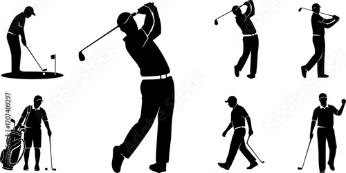 Golf player playing silhouette