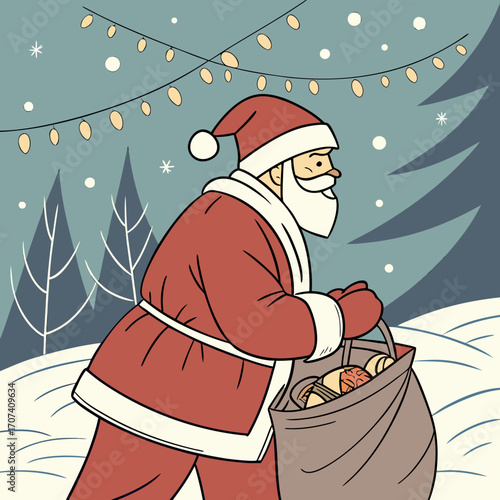 santa claus with christmas tree