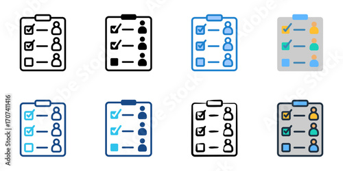 Attendance roll icon set multiple style collection 
