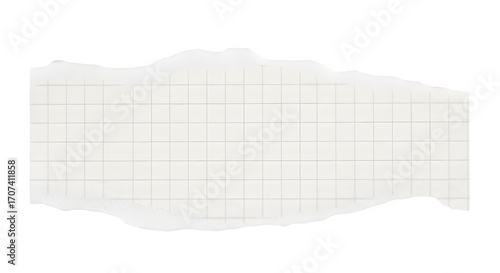 Torn paper texture with faint grid lines ideal for design backgrounds and collage elements isolated on transparent background