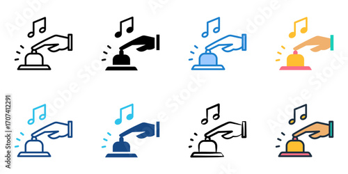 Bell ringing icon set multiple style collection 
