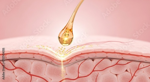 Microscopic view of oil penetrating skin.