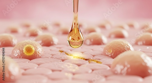 Microscopic view of oil penetrating skin.
