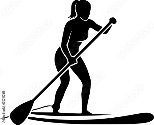 Paddleboarding silhouettes, Woman paddleboard silhouette, Paddleboard silhouette, Standup paddleboarding, Paddleboard svg, Paddleboard vector, Paddle surfers V01