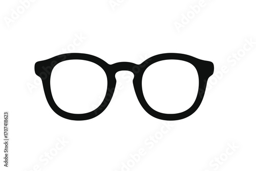 Eyeglasses icon vector. Glasses symbol silhouette. Optical vision equipment. Retro fashion eyewear frame. Classic geek nerd accessory. Spectacles linear design element.