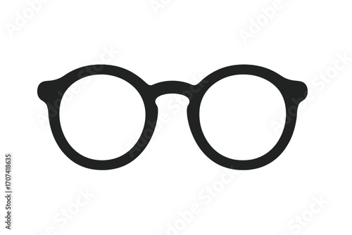 Glasses icon vector. Eyeglasses symbol illustration. Round black frame for nerd or geek. Hipster fashion style accessory. Optical vision, sight concept. Simple flat design.