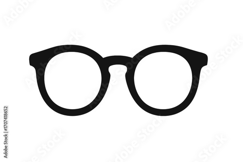 Eyeglasses icon vector silhouette. Spectacles frame symbol. Vision, sight, and optical concept. Retro fashion eyewear. Geek, nerd or hipster style. Optometrist logo design.