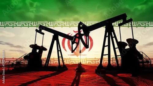Iranian oil field beneath national flag