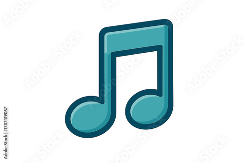 Music note vector icon. Simple flat cartoon graphic illustration. Isolated quaver symbol for sound, melody, audio, and song. Music player app element. Listen concept.
