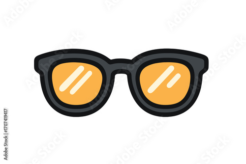 Sunglasses icon for summer vacation. Beach travel symbol. Sun protection glasses. Fashion accessory sign. Eyewear vector. Retro style cartoon flat illustration design.