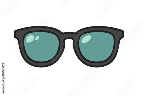 Sunglasses vector symbol in a flat cartoon style. Summer glasses illustration. Sun protection eyewear icon. Retro fashion accessory for vacation, beach, travel isolated on white.