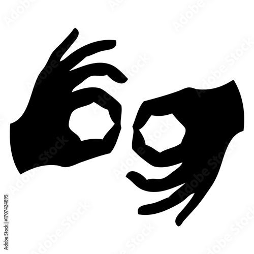 Icono lenguaje de signos. Silueta de manos haciendo gestos 