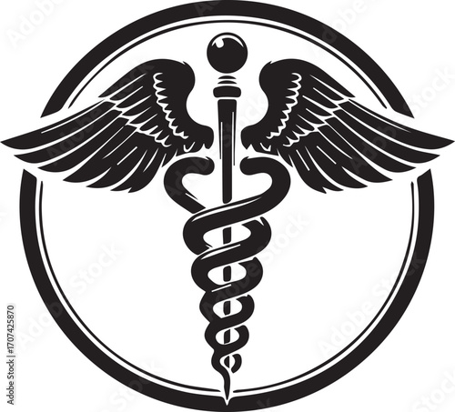 Caduceus symbol medical and health related icon illustration
