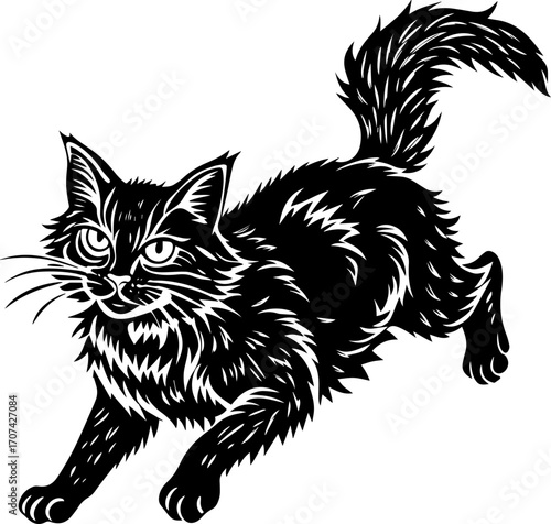 black and white cat vector