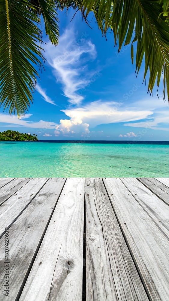 Fototapeta premium Tropical beach boardwalk scene