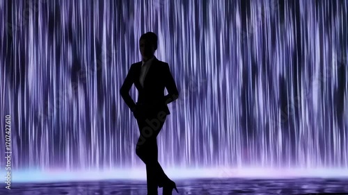 Woman posing against flowing water background