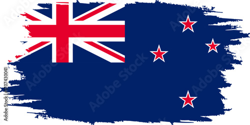 New Zealand Flag flag with grunge style or brush stroke effect. isolated on transparent background.eps