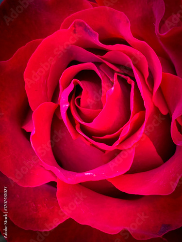 Red Rose Spiral Closeup, Romantic Velvet Petal Bloom, Deep Crimson Flower Macro, Elegant Red Rose Portrait