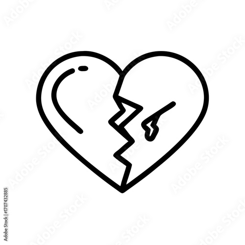 Broken Heart Emotional Stress Symbol Icon For Web And Graphic Design