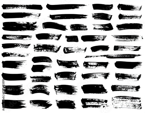 Wallpaper Mural Collection of black paint brushstrokes on white background Torontodigital.ca