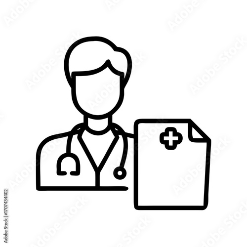 Doctor With Insurance Folder Paperwork Icon For Web And Graphic Design