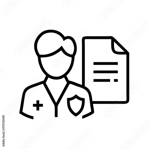 Doctor With Health Insurance Agreement Icon For Web And Graphic Design