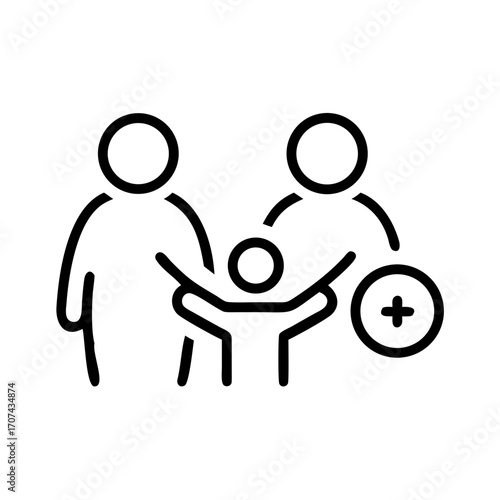 Family Care With Doctor Protection Icon For Web And Graphic Design