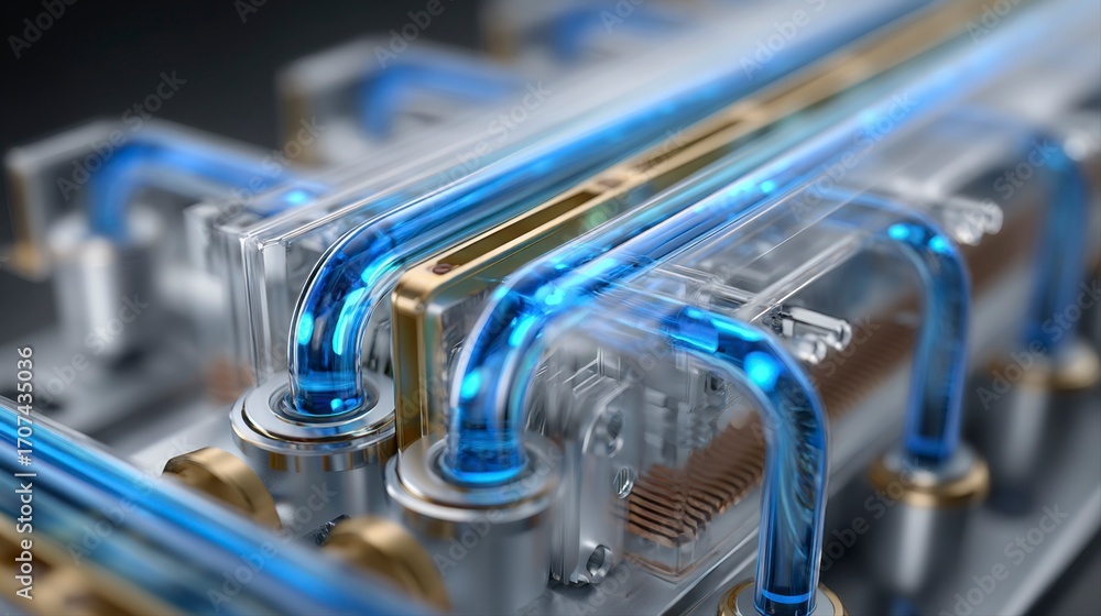 Obraz premium Close-Up View of Components in a Cooling System for Efficient Performance