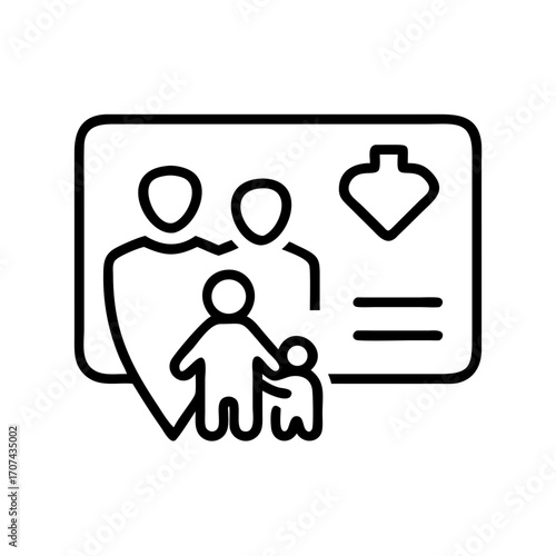 Family Health Support Insurance Card Icon For Web And Graphic Design