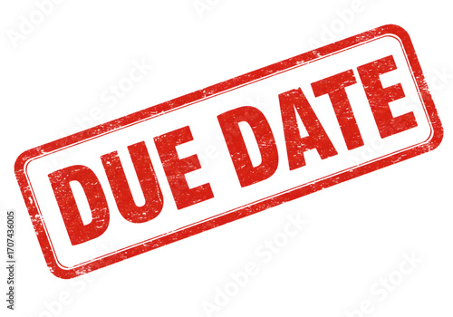 Red due date stamp isolated on transparent background indicates a deadline or important date