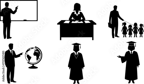 Teacher silhouettes, Teacher silhouette set