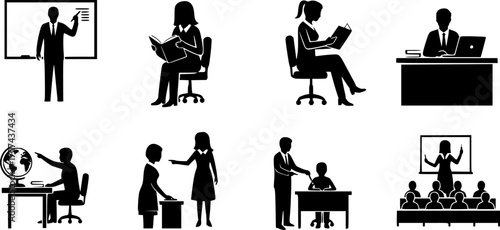 Teacher silhouettes, Teacher silhouette set