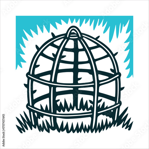 Woven Spirit Trap Cage Illustration Spirit Trap A woven cage for binding magic
