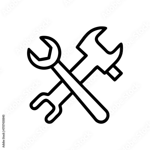 Property Maintenance Tools Wrench And Hammer Icon For Web And Graphic Design