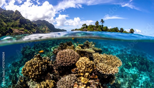 Wallpaper Mural Underwater coral reef meets a tropical island paradise Torontodigital.ca