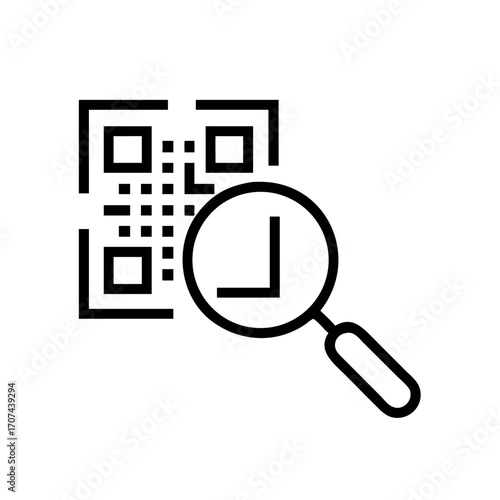 QR Code With Magnifying Glass Icon For Web And Graphic Design
