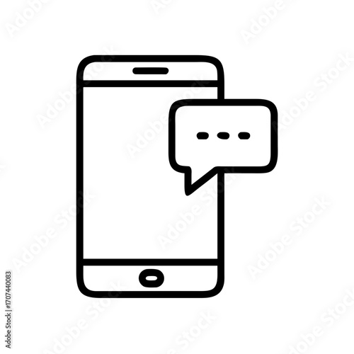 Smartphone With Chat Speech Bubble Icon For Web And Graphic Design