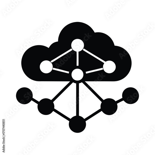 Connected Network Cloud Icon Vector