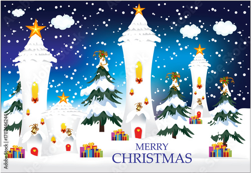 composition with fabulous Christmas houses