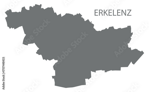 Erkelenz city map with boroughs grey illustration silhouette shape