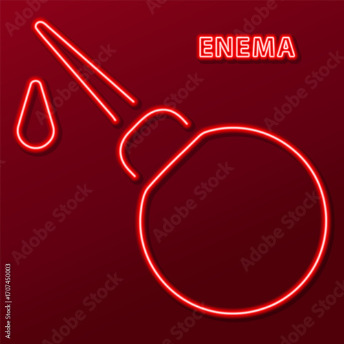 enema neon sign, modern glowing banner design, colorful modern design trends. Vector illustration.