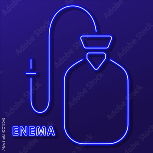 enema neon sign, modern glowing banner design, colorful modern design trends. Vector illustration.