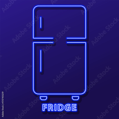 fridge neon sign, modern glowing banner design, colorful modern design trends. Vector illustration.