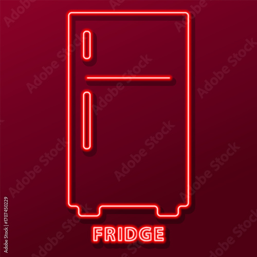 fridge neon sign, modern glowing banner design, colorful modern design trends. Vector illustration.
