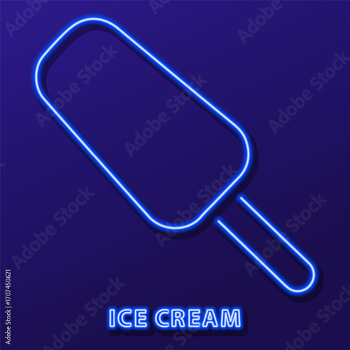 ice cream neon sign, modern glowing banner design, colorful modern design trends. Vector illustration.